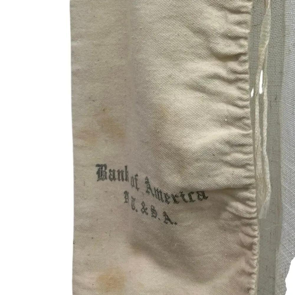 Vtg Bank of America Cloth Money Deposit Bag Gothic Font Collectible 30’s-60’s